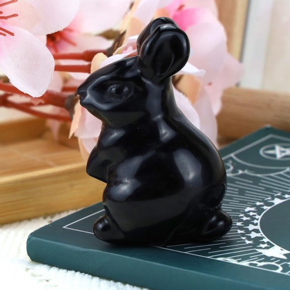 Obsidian Bunny Crystal Carving